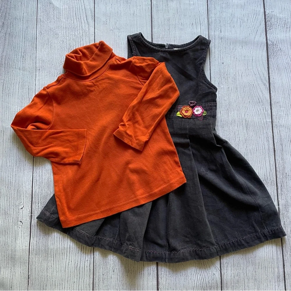 Gymboree Grey Jumper with Orange Turtleneck Size 4